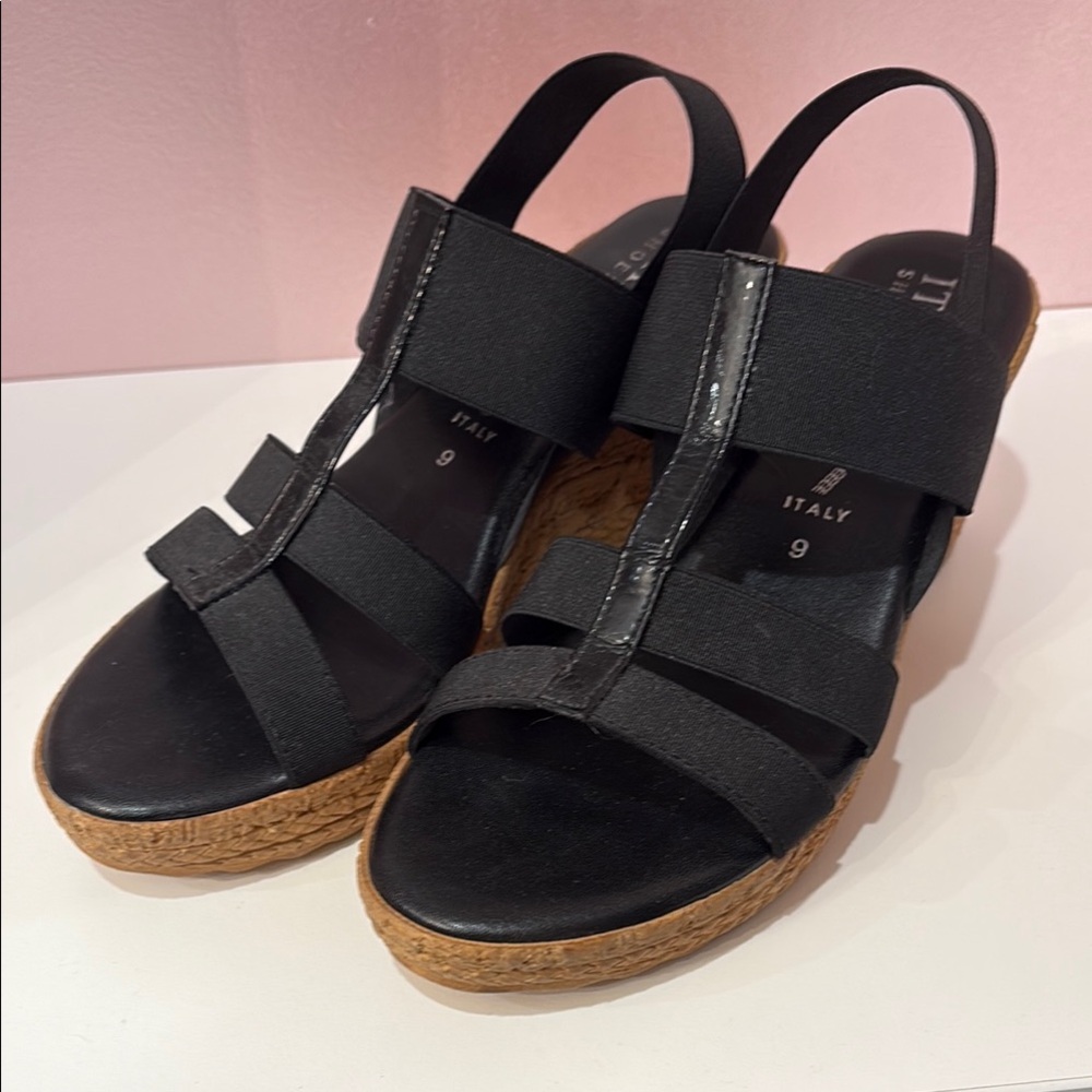 Italian Shoemakers Black Sandal Wedges